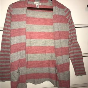 Banana republic pink and grey striped cardigan