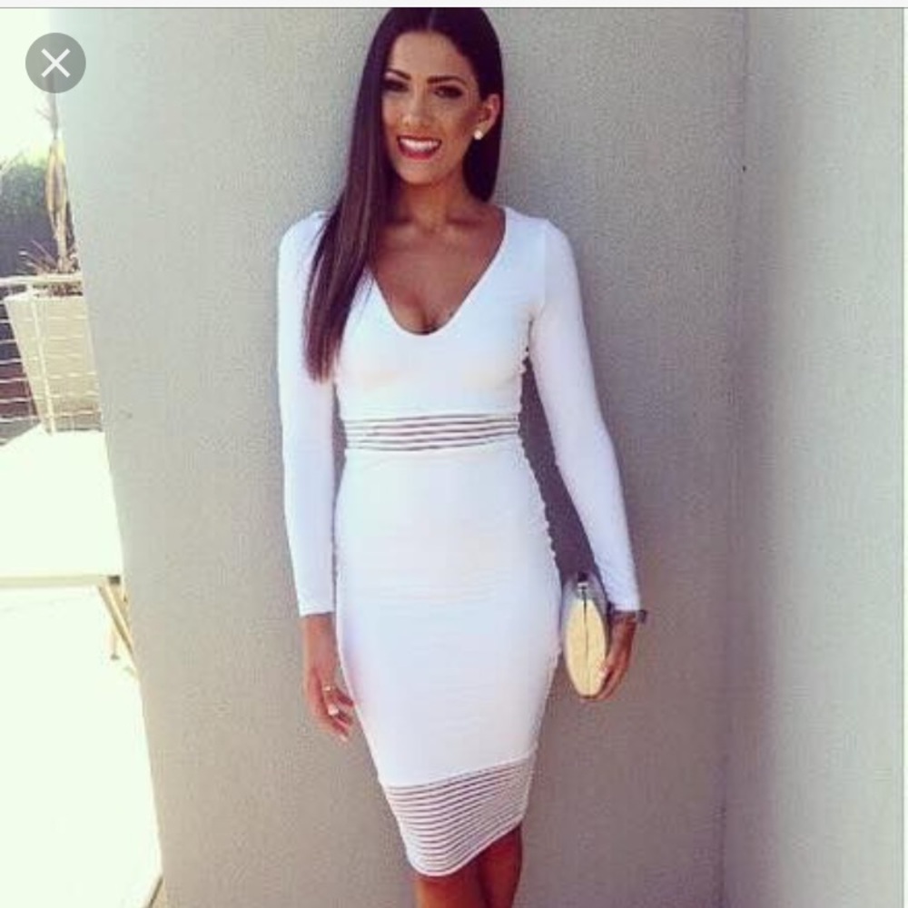 White shadow stripe Vee Dress.