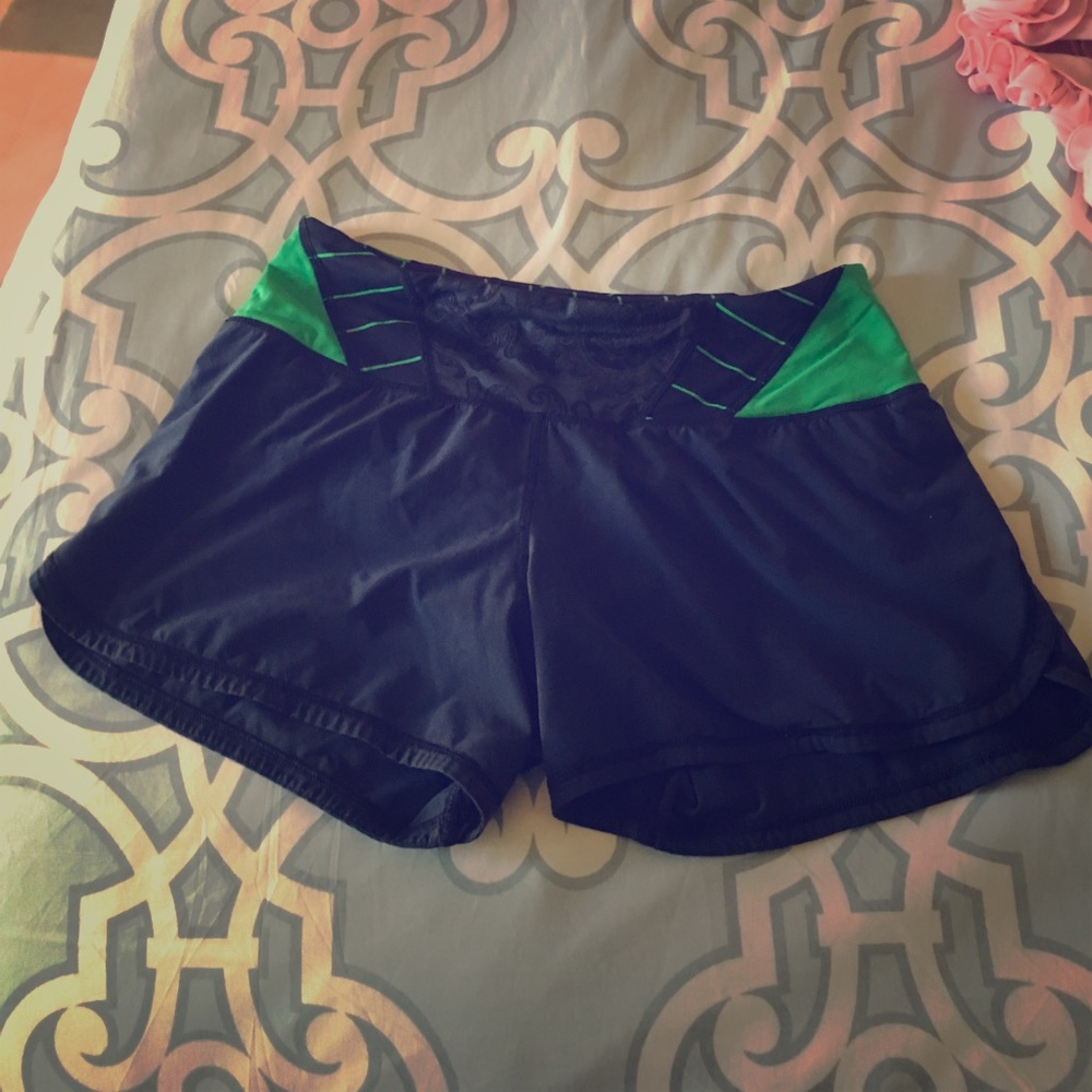 Navy and Green lululemon shorts