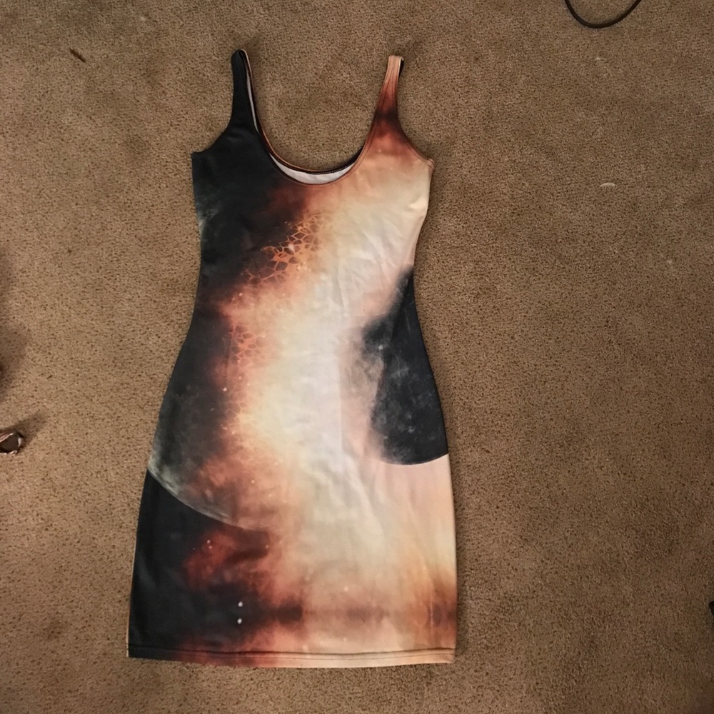 Blackmilk yellow galaxy bodycon dress