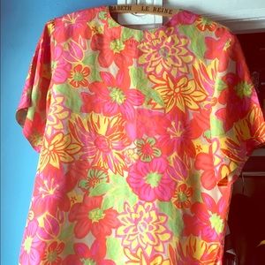 Vintage Jack Mulqueen Spring Floral Silk Blouse