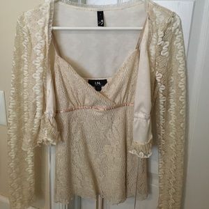 Lace pattern tank top and crop cardigan. NWOT