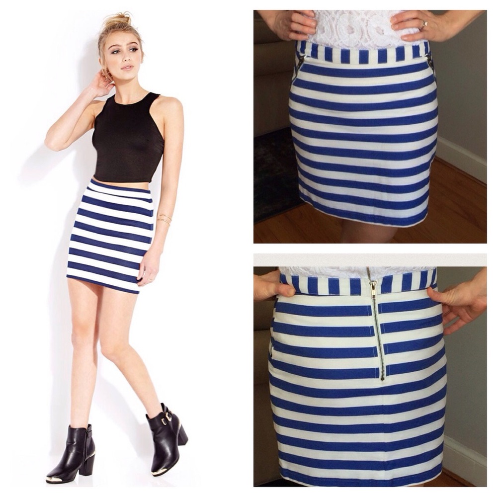 sale! Blue & White stripe mini skirt
