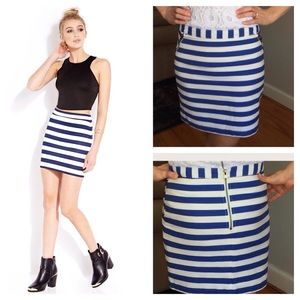 sale! Blue & White stripe mini skirt