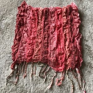 Coral and brown scarf