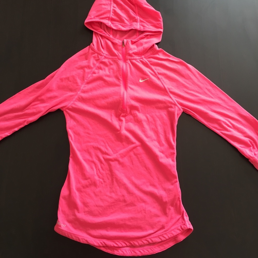 Nike Dri-Fit Running XS 3/4 Sleeve Hoodie Pink