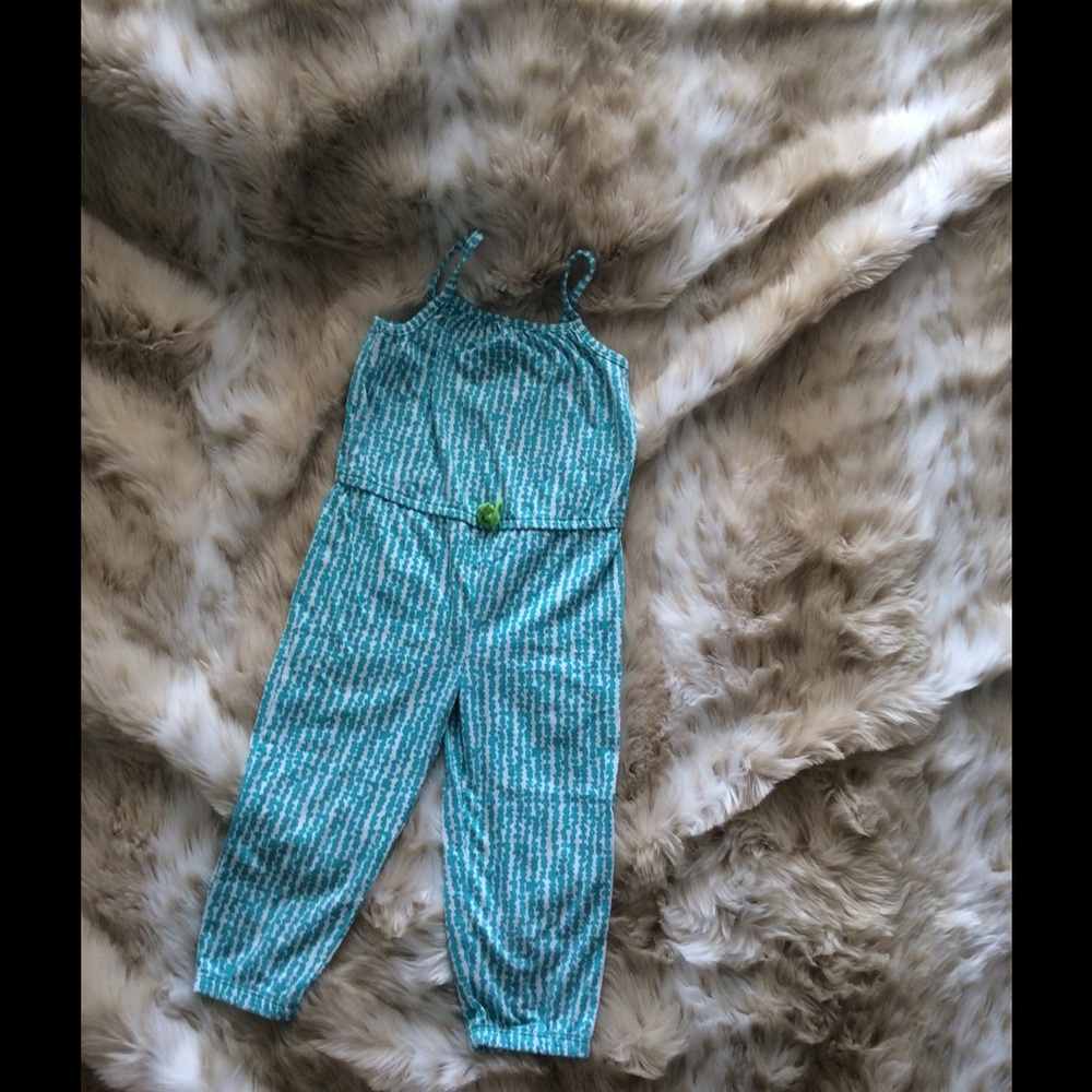 Size 2T blue and white jumpsuit