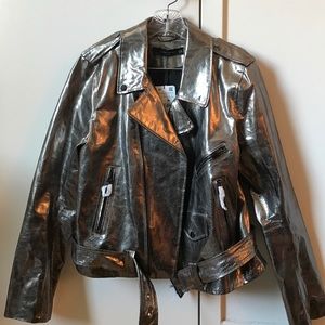 Zara metallic leather jacket