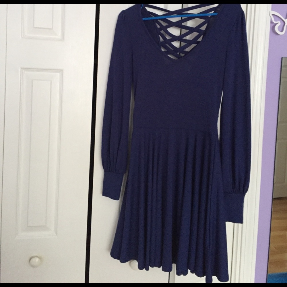 Blue dress.