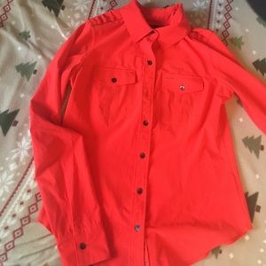 Hurley stretch button down size M red/neon corral
