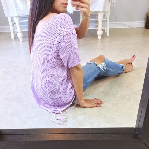 Lilac thin knit tie top - Picture 4 of 7