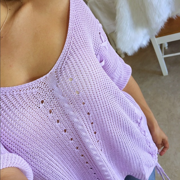 Lilac thin knit tie top - Picture 5 of 7
