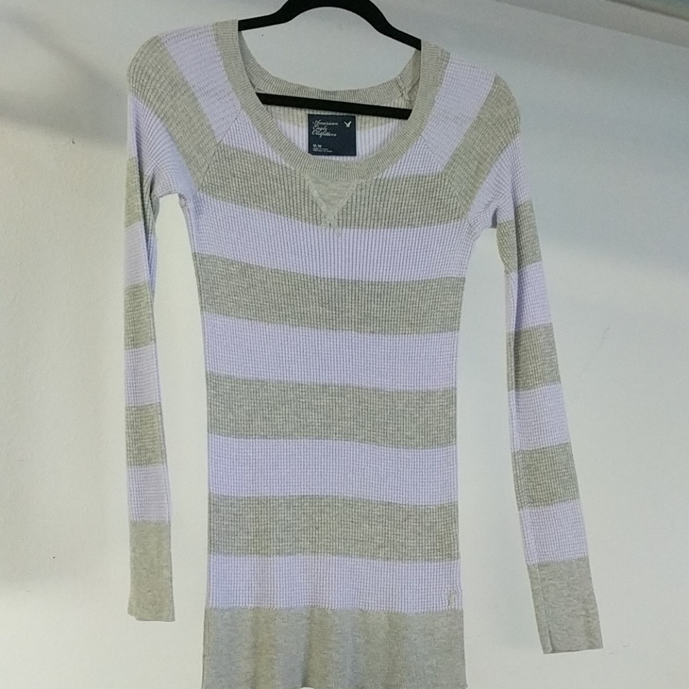 Lavender & grey striped long sleeved top