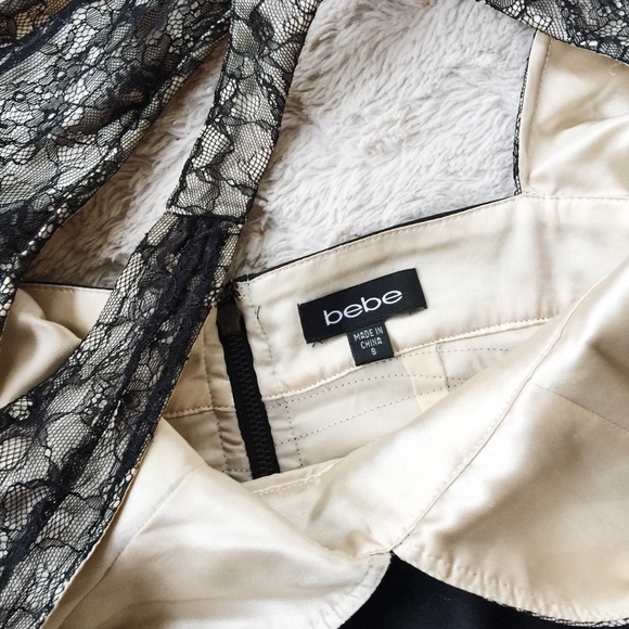 ✖️Black and Cream Lace Plunge Mini Dress✖️ - Picture 3 of 7