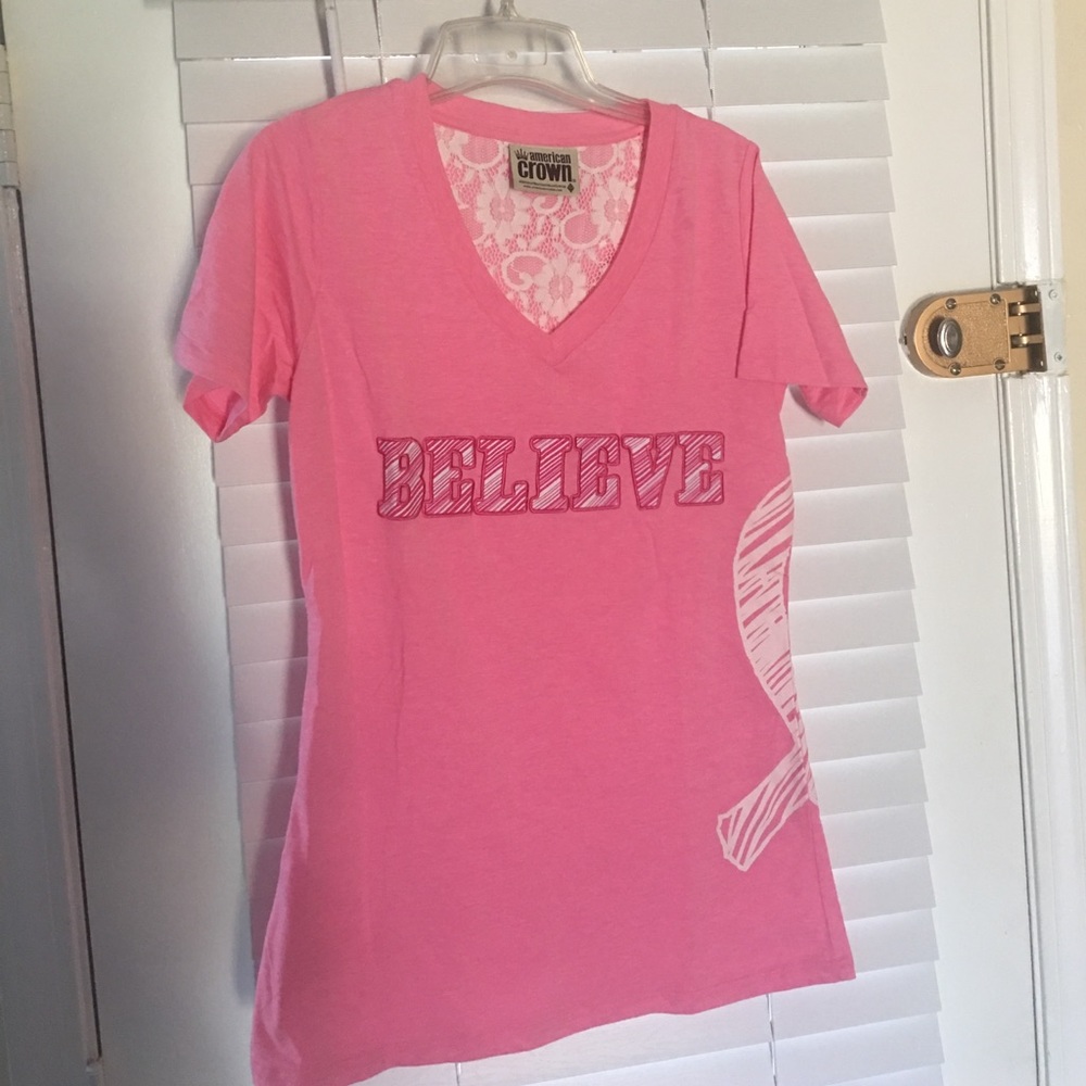 V neck shirt - breast cancer awareness