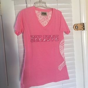 V neck shirt - breast cancer awareness