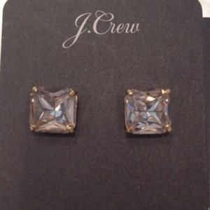 J. Crew Square Crystal Stud Earrings