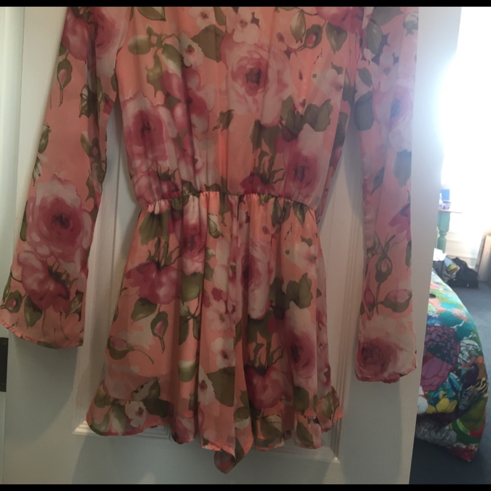Honey punch floral pink romper - Picture 3 of 3