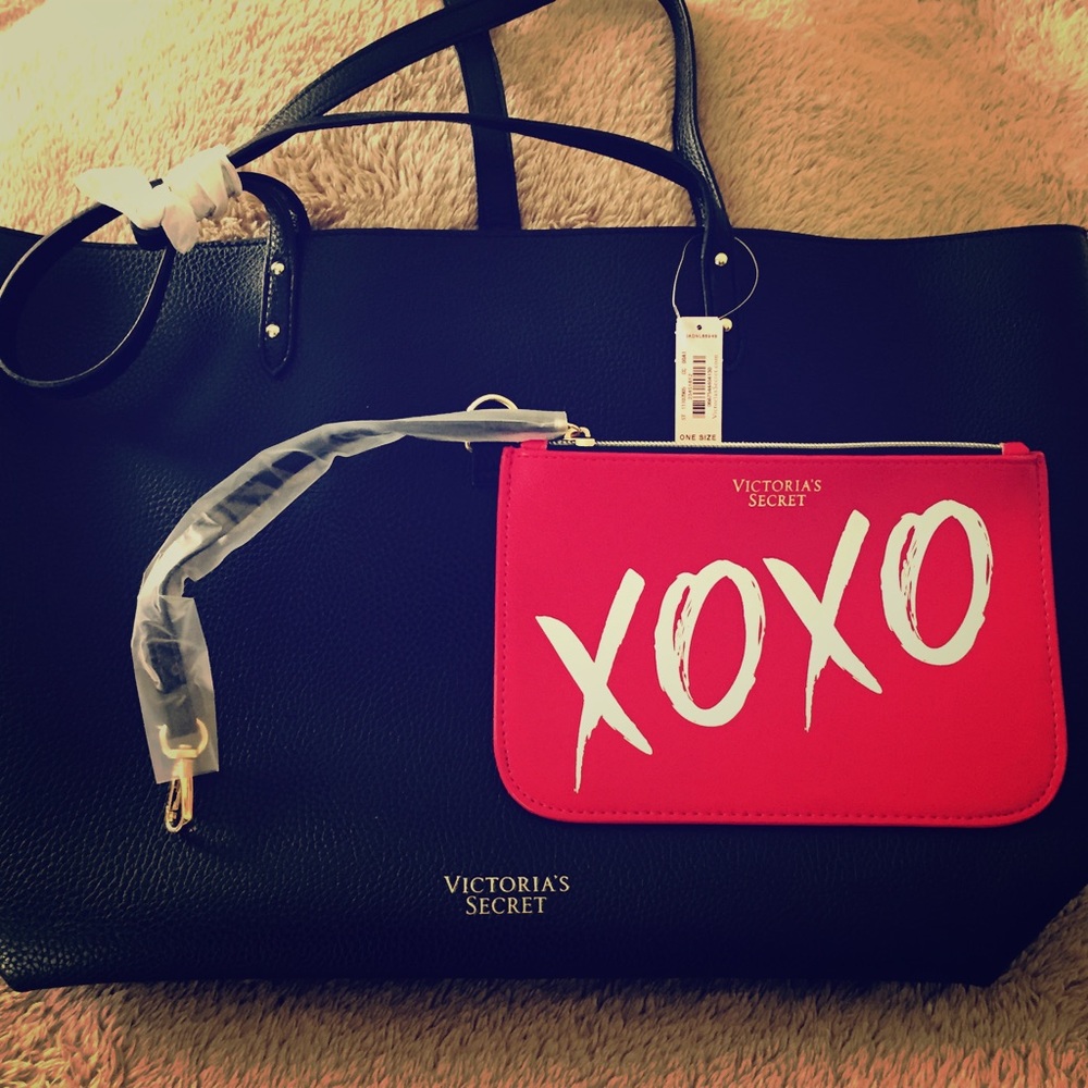 Victoria's Secret Black Bag With Red XO bag.