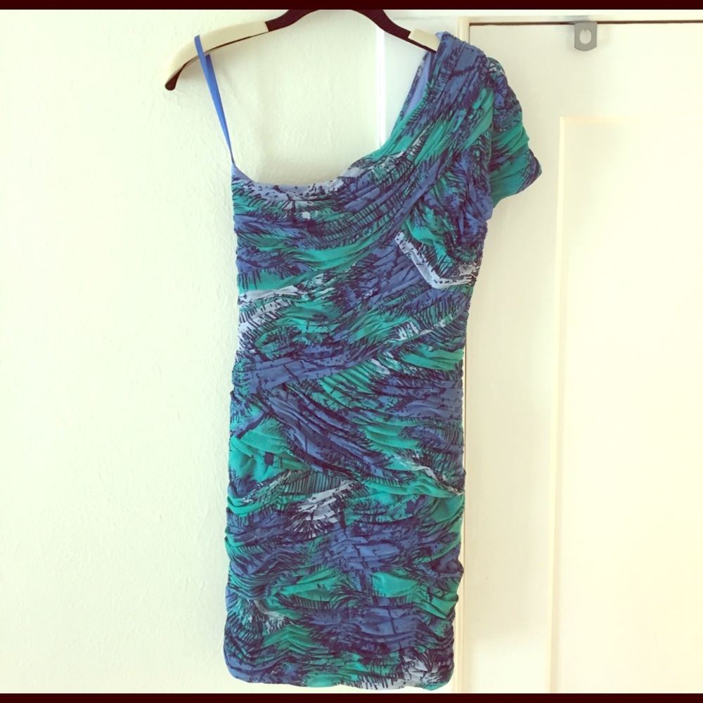 BCBG one shoulder cocktail dress