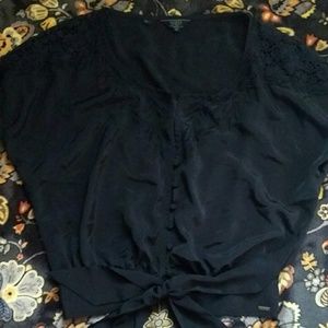 Guess Black Blouse with Crochet and Embroidery