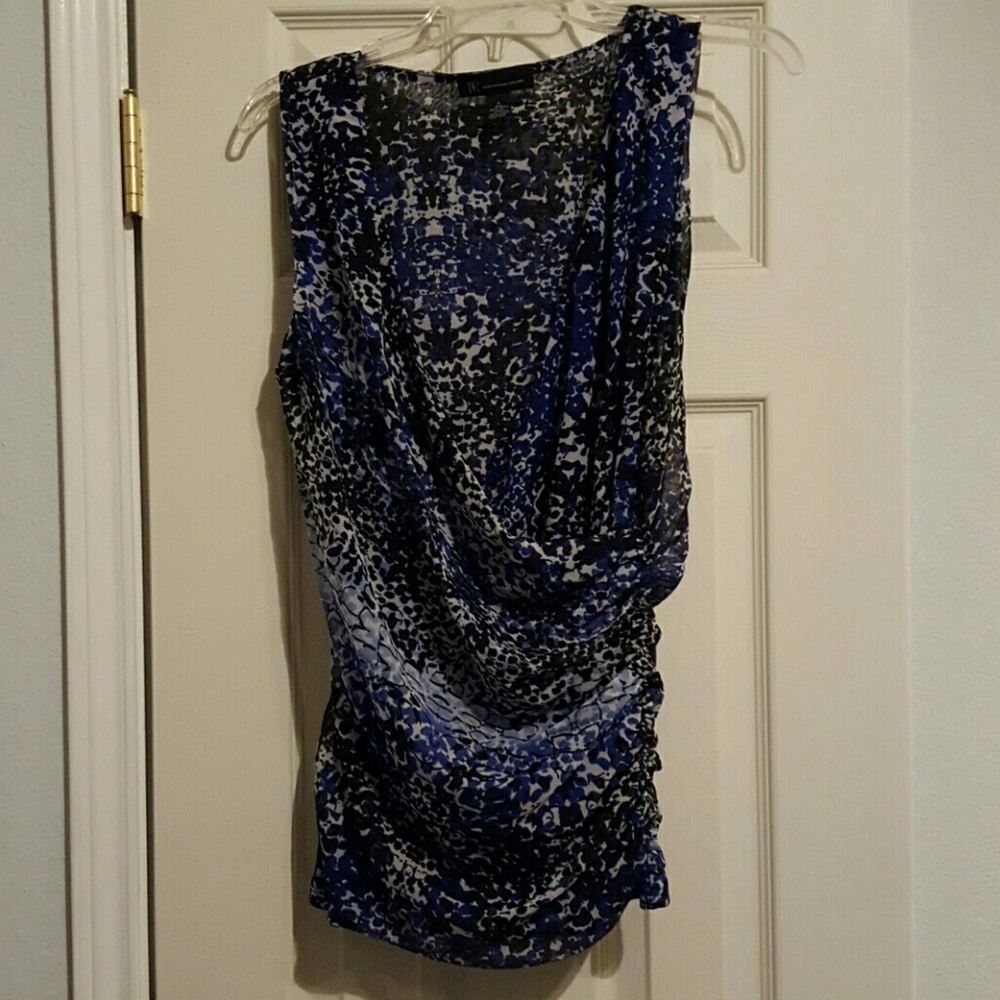 INC blue and black v-neck tank top