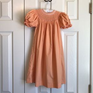 Smocked Bishop Dress with pearls and embroidery