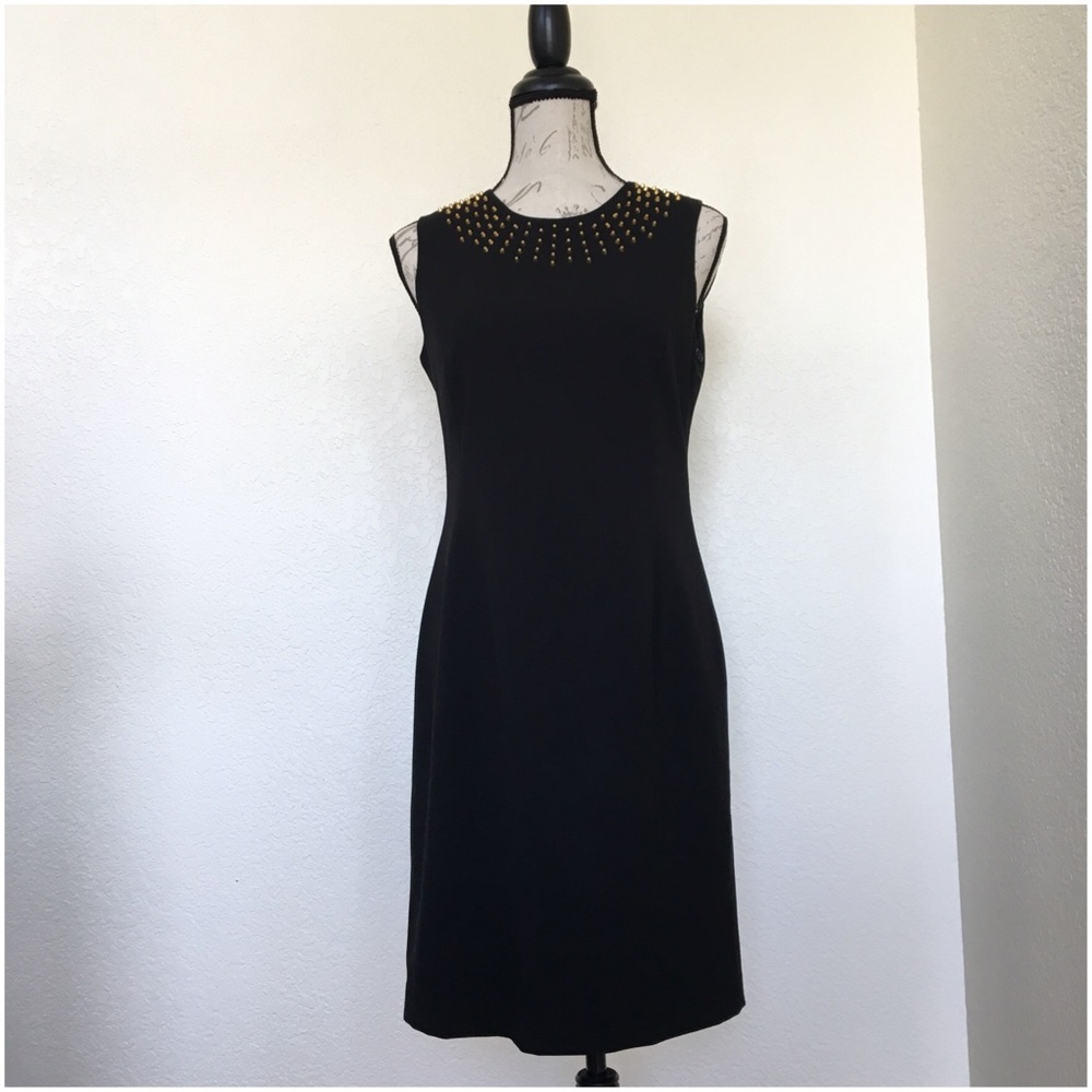 Calvin Klein Studded Neckline Black Shift Dress