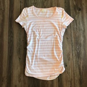 Michael Kors pink and white stripped shirt