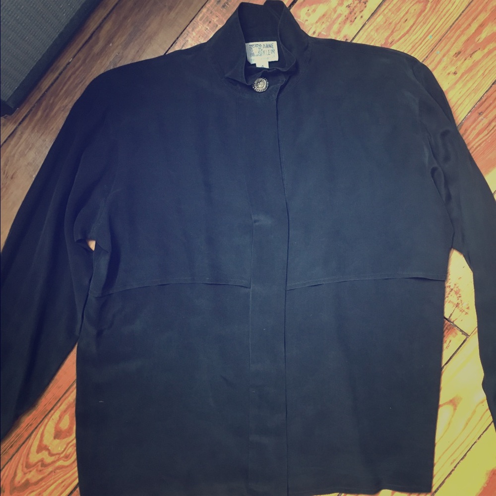 Vintage Anne Klein Black Silk Blouse