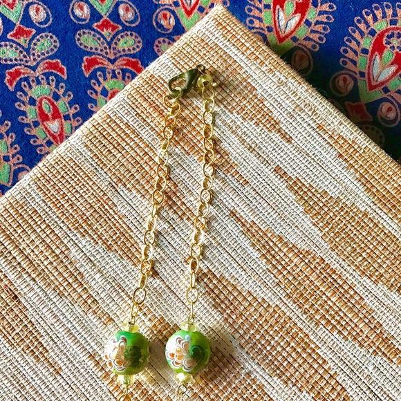 VINTAGE⚡️brass +floral bead boho /nouveau necklace - Picture 3 of 4