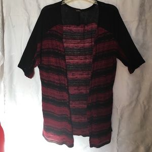 Short Sleeved Maroon and Black Cardigan