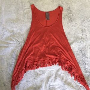 Burnt orange fringe tank top