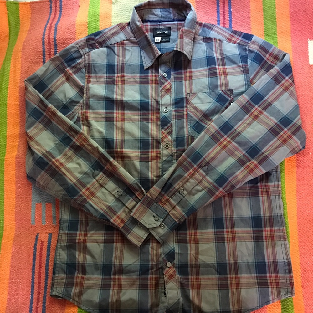 Marmot men plaid button down.