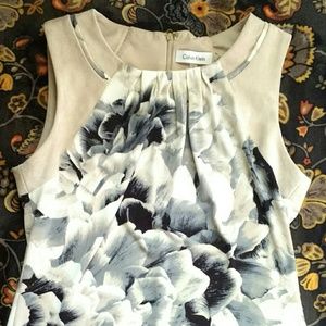 Calvin Klein Suede Detail Floral Blouse, Like New
