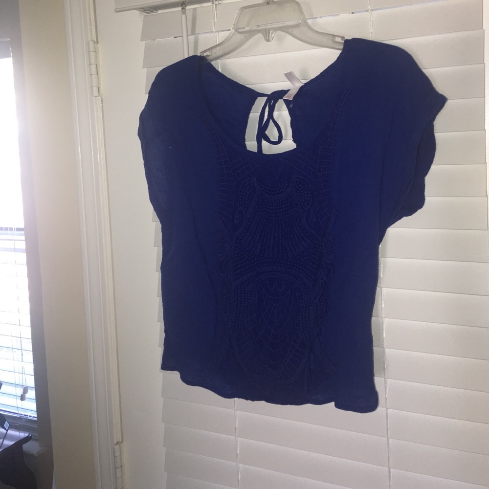 Crop top - 100% cotton royal blue with embroidery