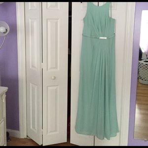 Long mint dress.