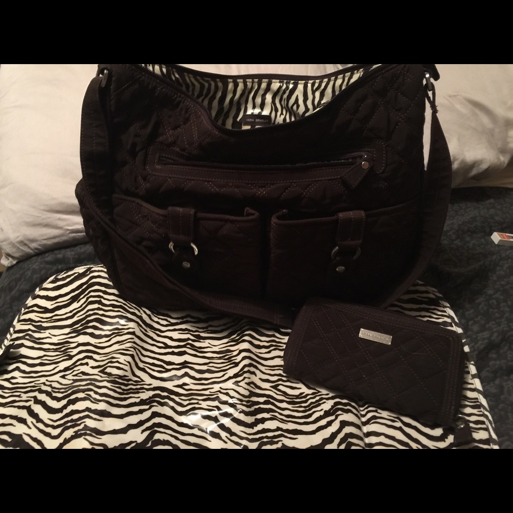 Vera Bradley diaper bag and wallet.