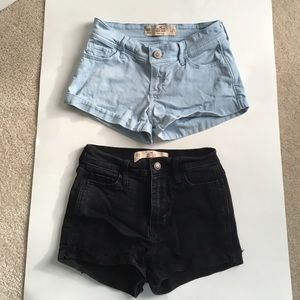 Two  shorts. Blue low rise and black high rise