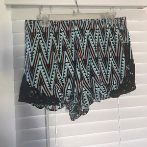 Aztec print rayon shorts