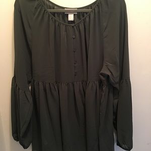 Sheer Loft Olive Green peasant style top