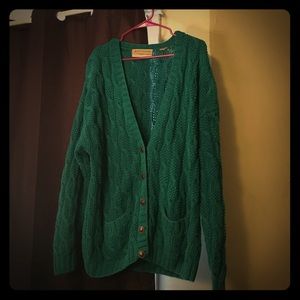 Roo Crossing™ Kelly Green Winter Cardigan