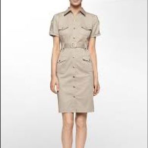 Calvin Klein Khaki 4-Pocket Safari Utility Dress