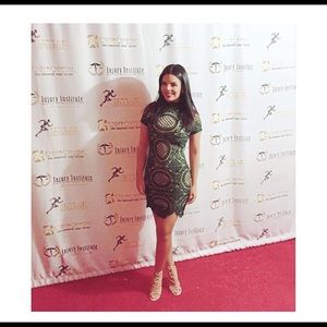 Boohoo emerald green crochet dress