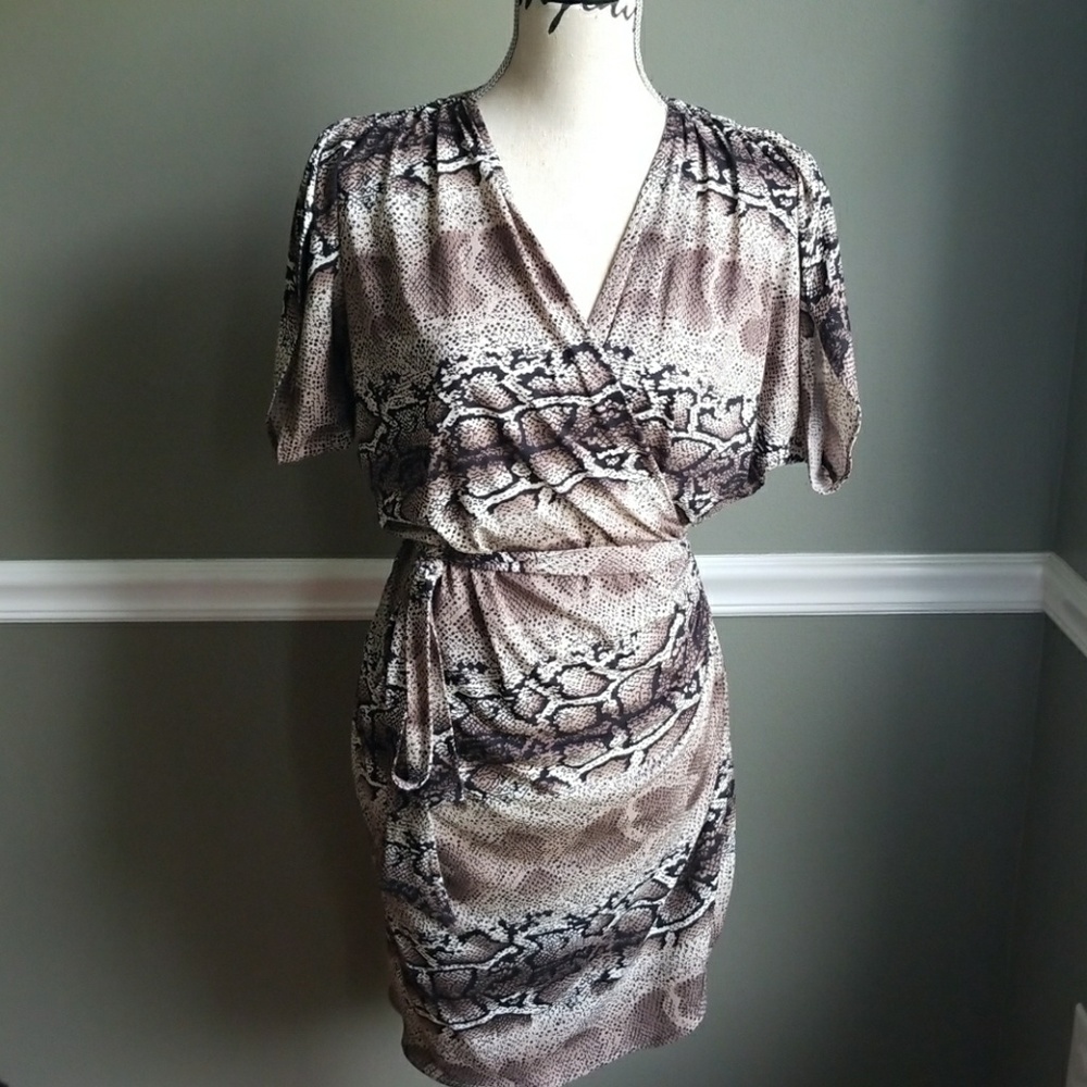 Chic Python Print Wrap Dress - image 1