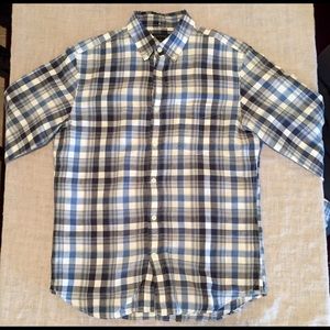 Banana Republic Blue Plaid Linen Shirt (S)