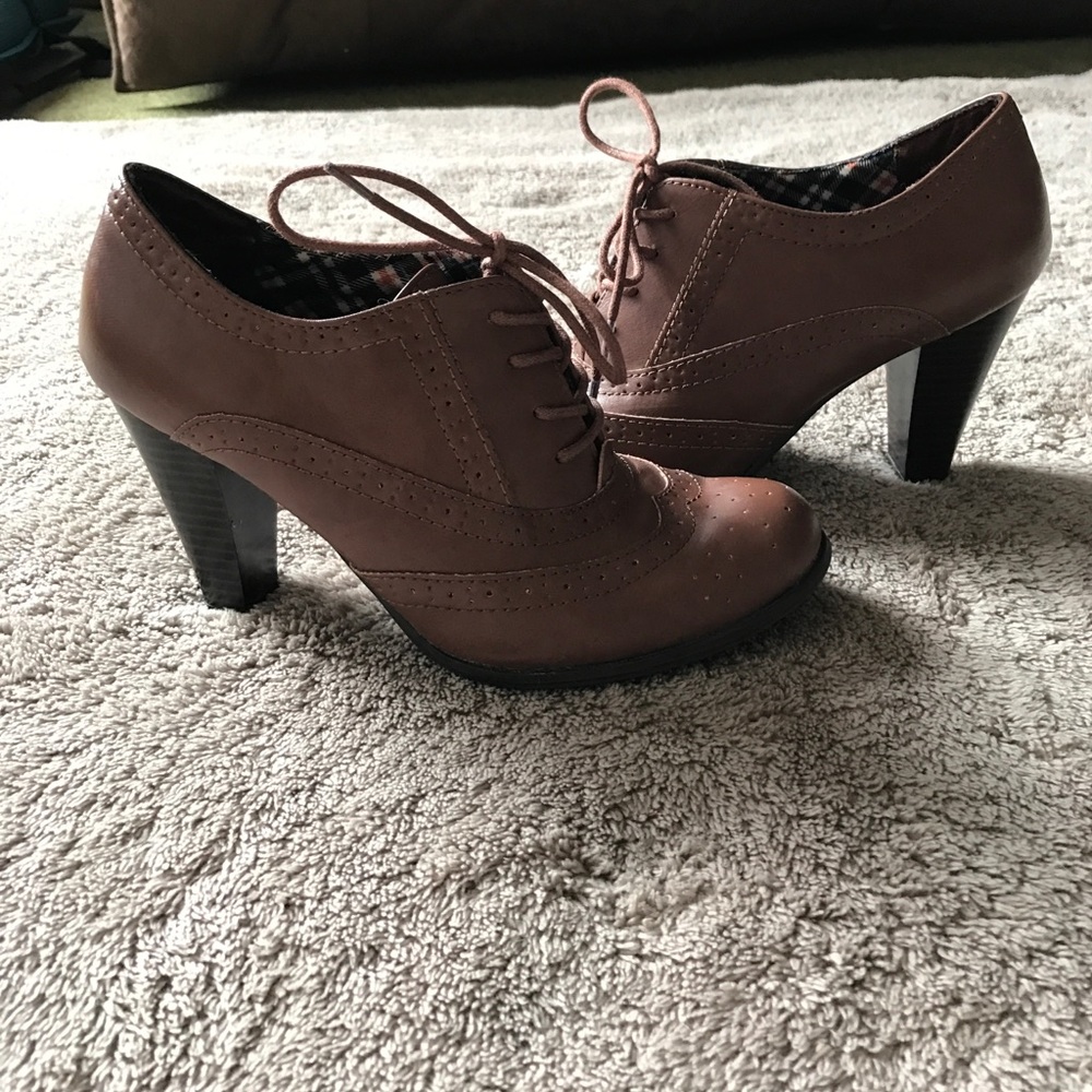 Brown heeled booties