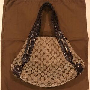 Authentic Gucci brown and tan GG canvas pelham bag
