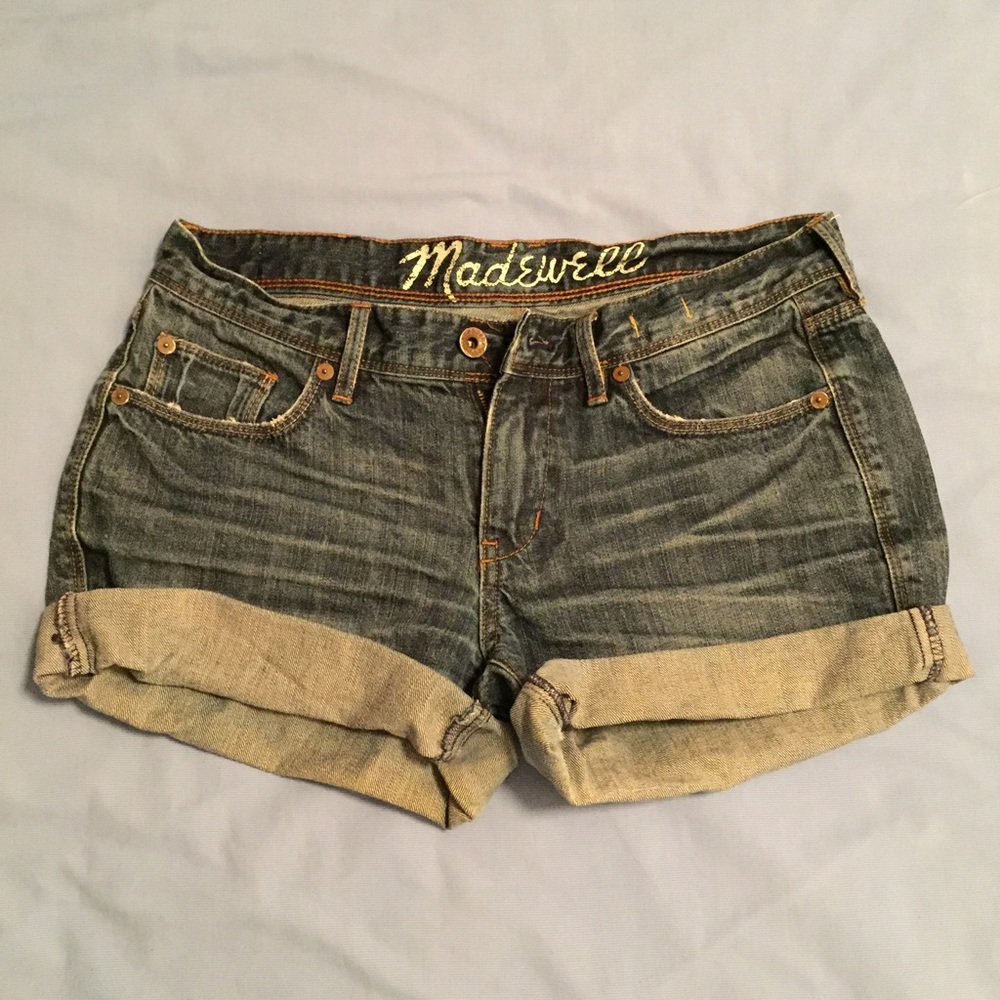 Madewell cuffed distressed jean shorts