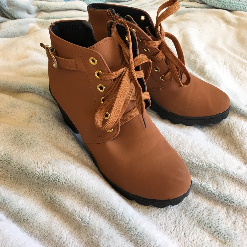 Brown heeled booties